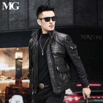 남자가죽자켓 MG밍크 봄가을 미국식 공군 싸이클자켓 가죽자켓 남성리얼가죽 트럼피 외투