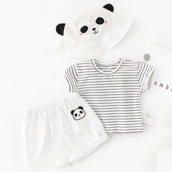조이멀티 아동용 병아리와 팬더 신생아 상하복 3종세트