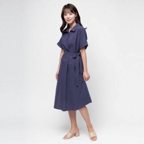 캐럿 여성용 반팔 셔츠 면 원피스