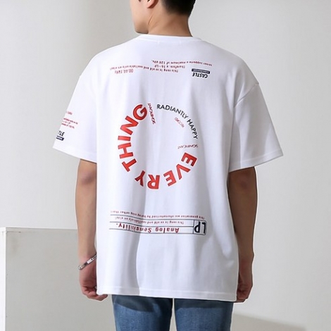 단군 남성용 에브리띵 그래픽 나염 오버핏 반팔 티셔츠