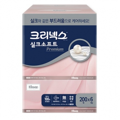 크리넥스 실크소프트 프리미엄 미용티슈 2겹