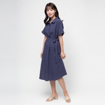 캐럿 여성용 반팔 셔츠 면 원피스