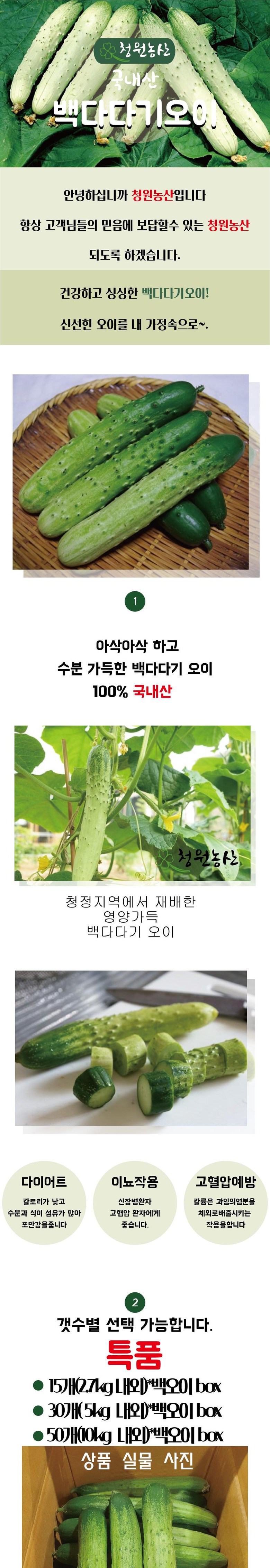 2021년 청원농산 국내산 백오이 15개 30개 50개