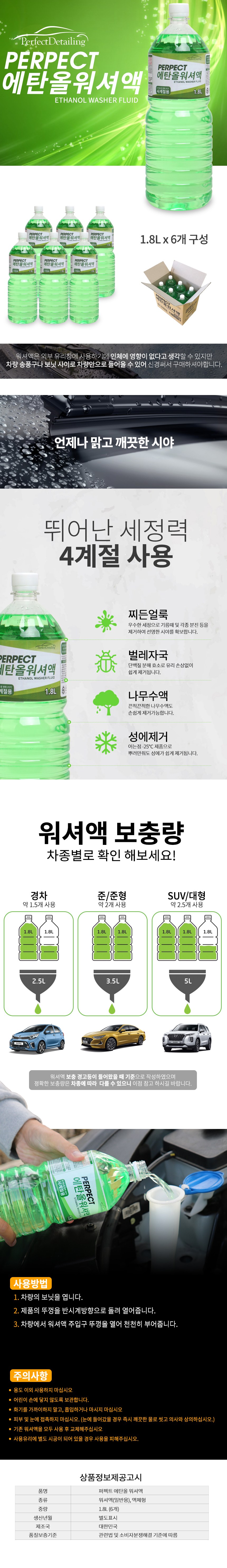 퍼펙트디테일링 에탄올 워셔액