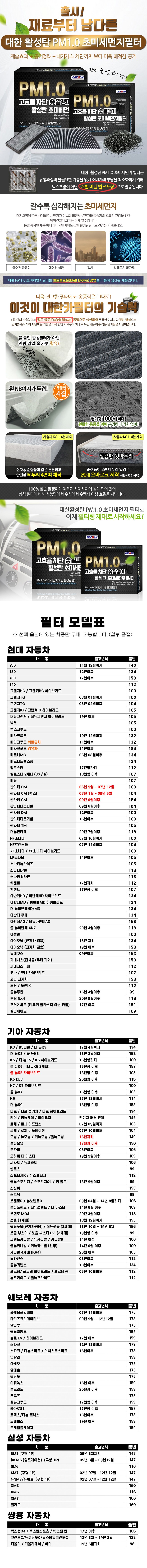 대한카필터 PM1.0 활성탄 에어컨필터