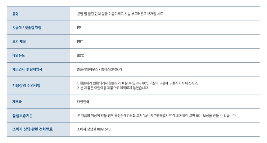 쿤달 딥 클린 탄력 항균 이중미세모 칫솔 부드러운모